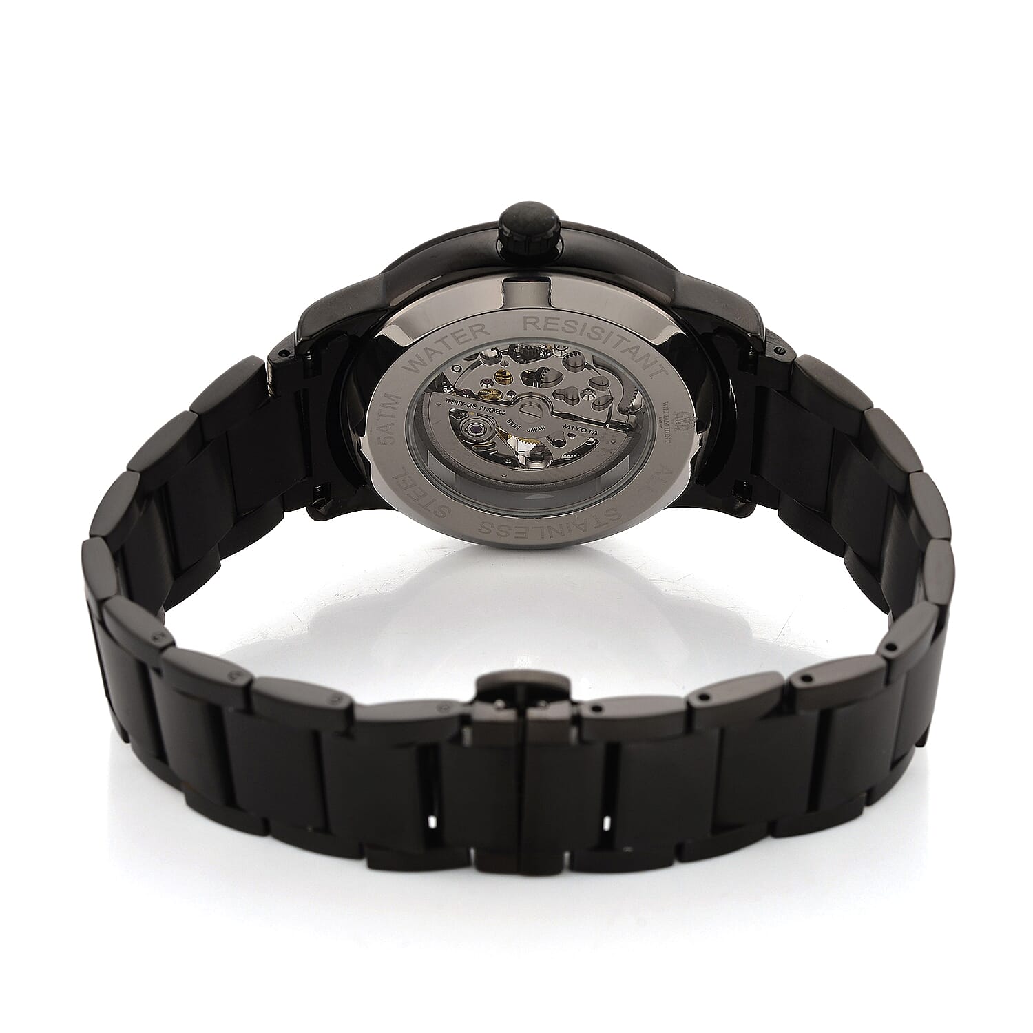 William Hunt London Limited Edition Automatic Skeleton Watch With 5 ATM Water Resistancy, Exhibition Back and Butterfly Buckle Clasp - 42MM Dial - Black