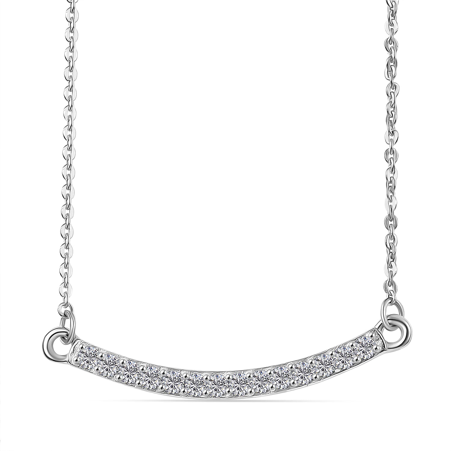 Luxuriant SI-G-H Lab Grown Diamond Line Necklace (Size - 20) with Lobster Clasp in Rhodium Overlay Sterling Silver. Total wt 0.30 Cts