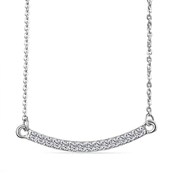 Luxuriant SI-G-H Lab Grown Diamond Line Necklace (Size - 20) with Lobster Clasp in Rhodium Overlay Sterling Silver. Total wt 0.30 Cts