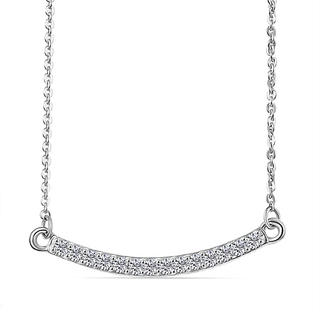 Luxuriant SI-G-H Lab Grown Diamond Line Necklace (Size - 20) with Lobster Clasp in Rhodium Overlay Sterling Silver. Total wt 0.30 Cts