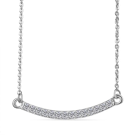 Luxuriant SI-G-H Lab Grown Diamond Line Necklace (Size - 20) with Lobster Clasp in Rhodium Overlay Sterling Silver. Total wt 0.30 Cts
