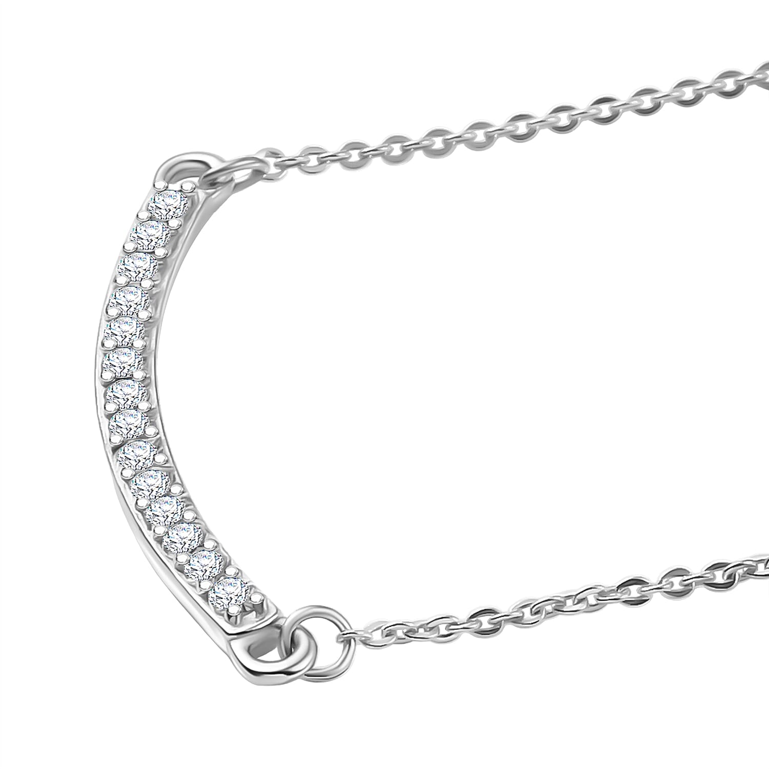Luxuriant SI-G-H Lab Grown Diamond Line Necklace (Size - 20) with Lobster Clasp in Rhodium Overlay Sterling Silver. Total wt 0.30 Cts
