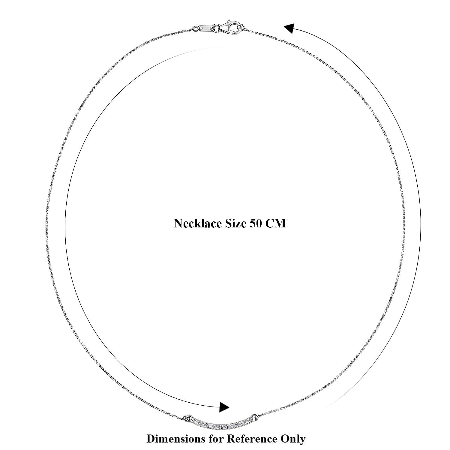 Luxuriant SI-G-H Lab Grown Diamond Line Necklace (Size - 20) with Lobster Clasp in Rhodium Overlay Sterling Silver. Total wt 0.30 Cts