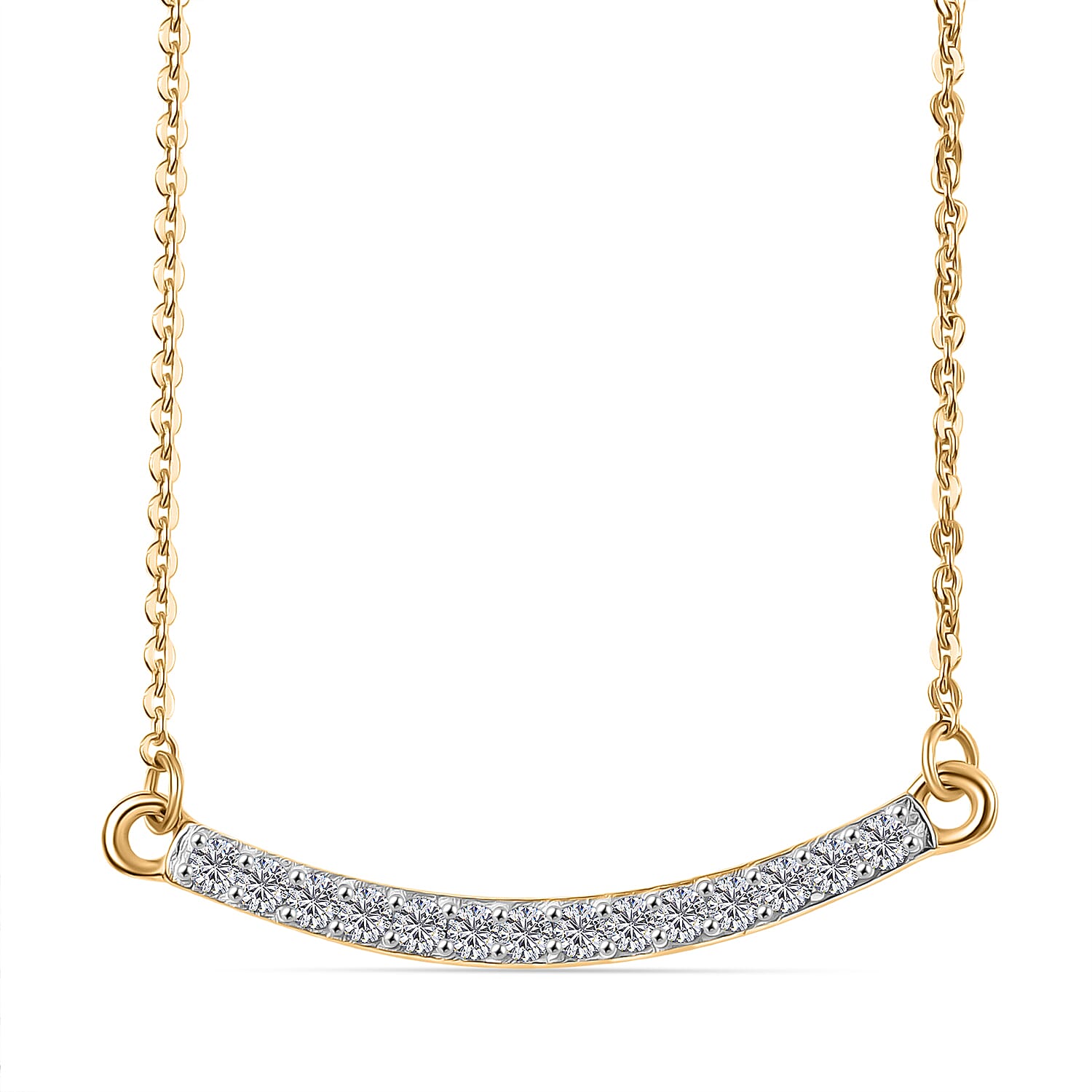 Luxuriant SI-G-H Lab Grown Diamond Line Necklace (Size - 20) with Lobster Clasp in 18K Vermeil Yellow Gold Plated Sterling Silver.Total wt 0.30 Cts