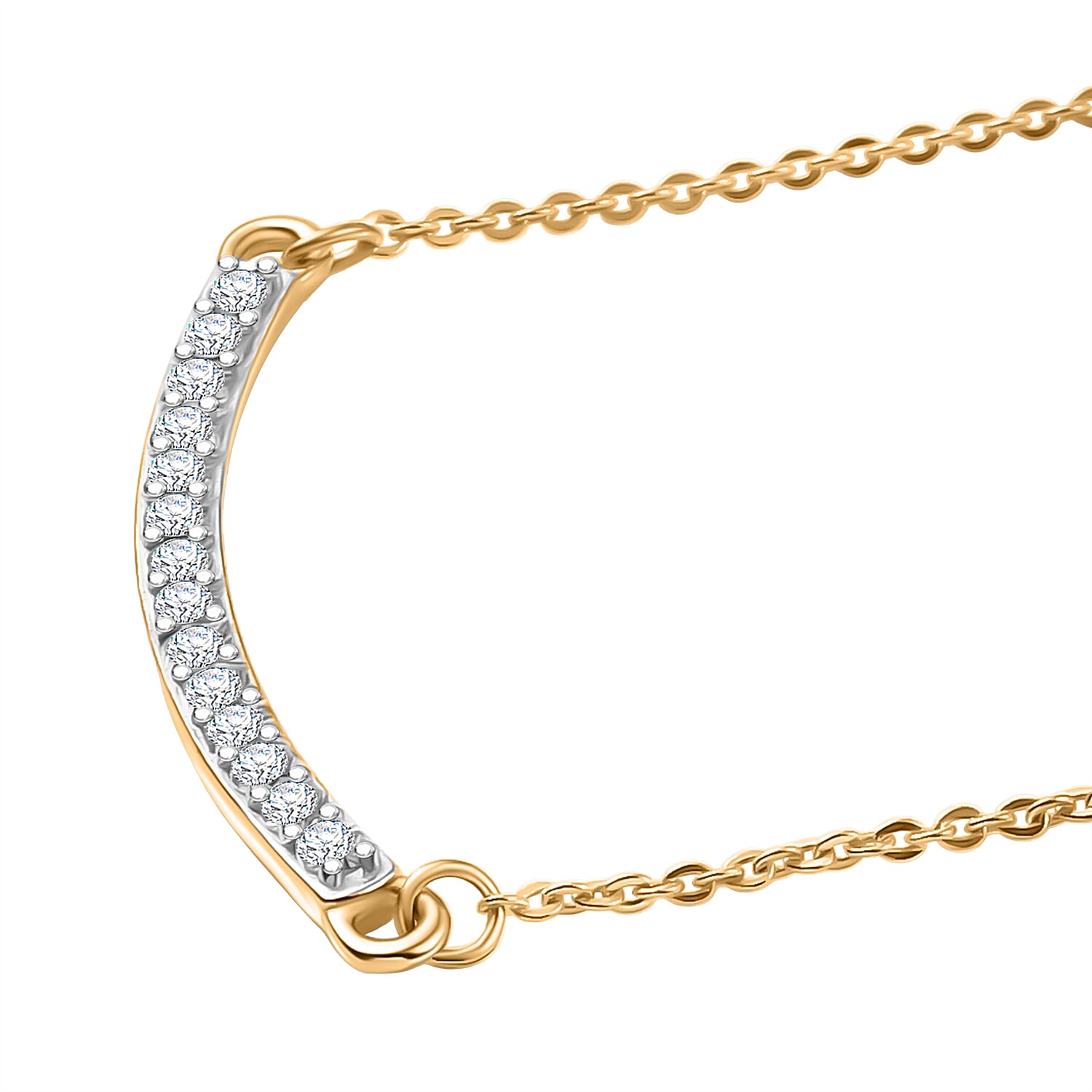 Luxuriant SI-G-H Lab Grown Diamond Line Necklace (Size - 20) with Lobster Clasp in 18K Vermeil Yellow Gold Plated Sterling Silver.Total wt 0.30 Cts