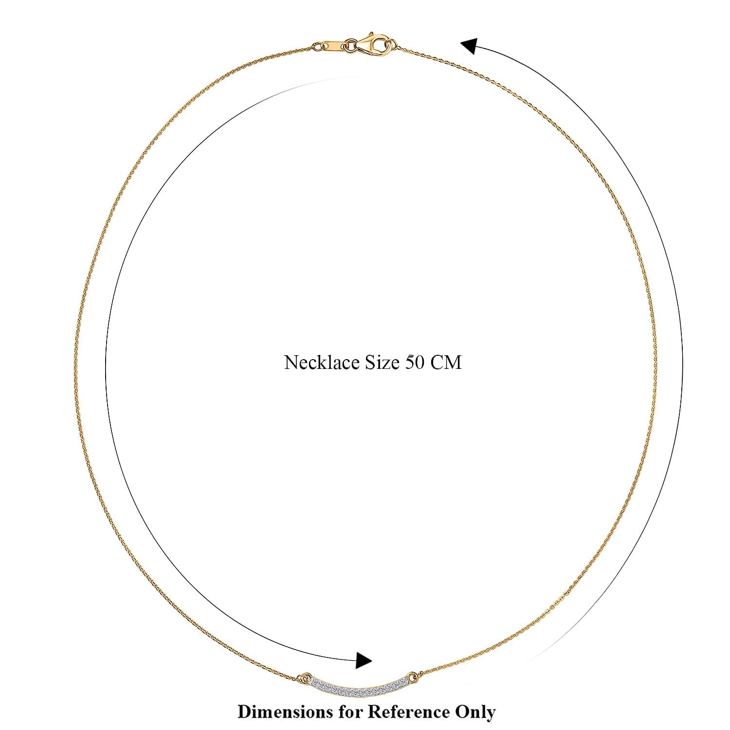 Luxuriant SI-G-H Lab Grown Diamond Line Necklace (Size - 20) with Lobster Clasp in 18K Vermeil Yellow Gold Plated Sterling Silver.Total wt 0.30 Cts