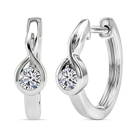 Luxuriant SI-G-H Lab Grown Diamond Hoop Earring in Platinum Overlay Sterling Silver