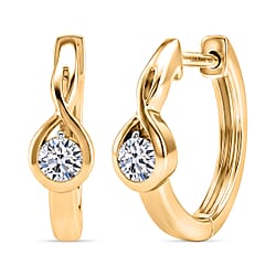 Luxuriant SI-G-H Lab Grown Diamond Hoop Earring in Yellow Gold Plated Sterling Silver