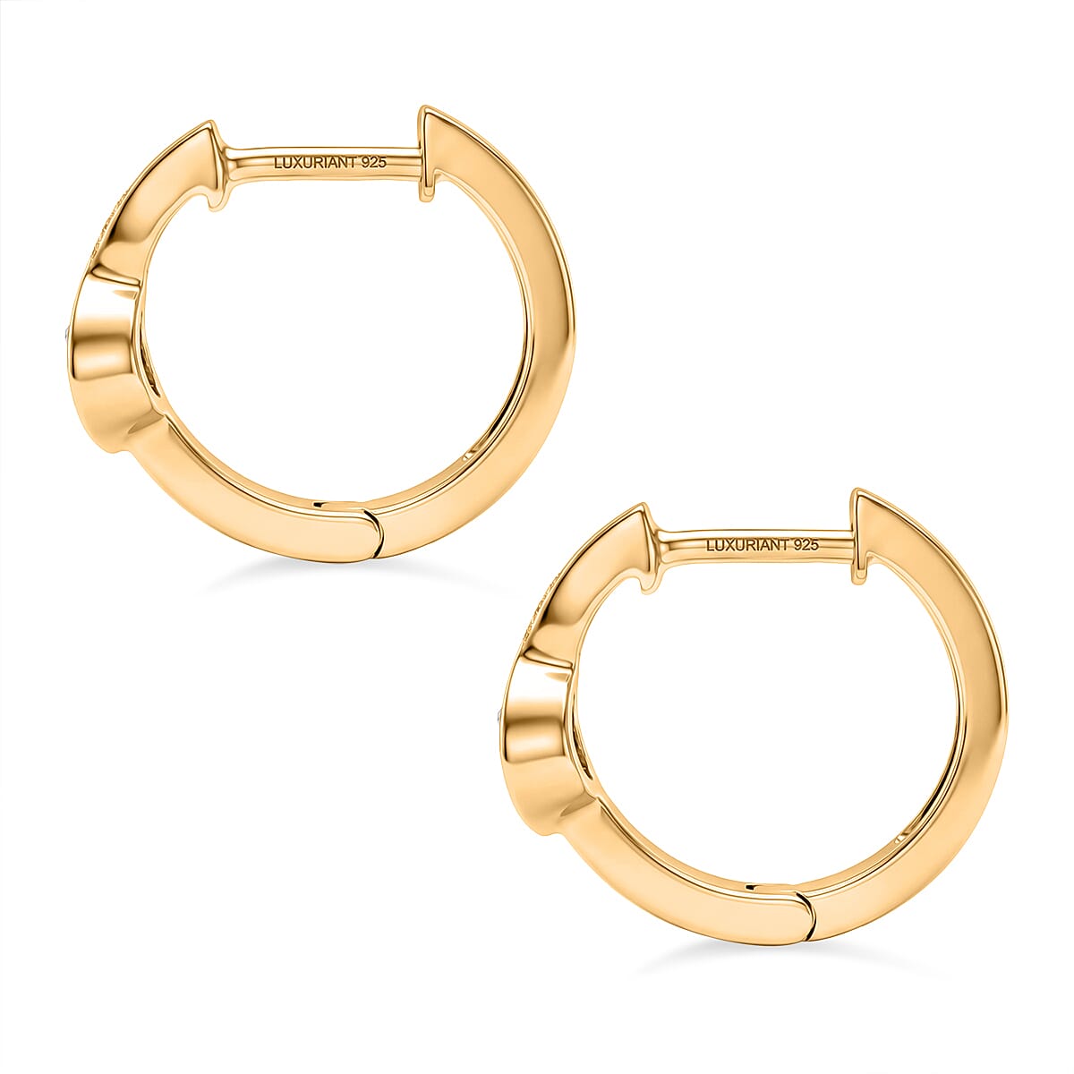 Luxuriant SI-G-H Lab Grown Diamond Hoop Earring in Yellow Gold Plated Sterling Silver