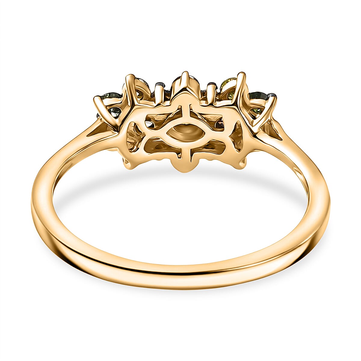 D'Joy Yellow Diamond & Multi Diamond Cluster Ring in 18K Vermeil Yellow Gold Plated Sterling Silver