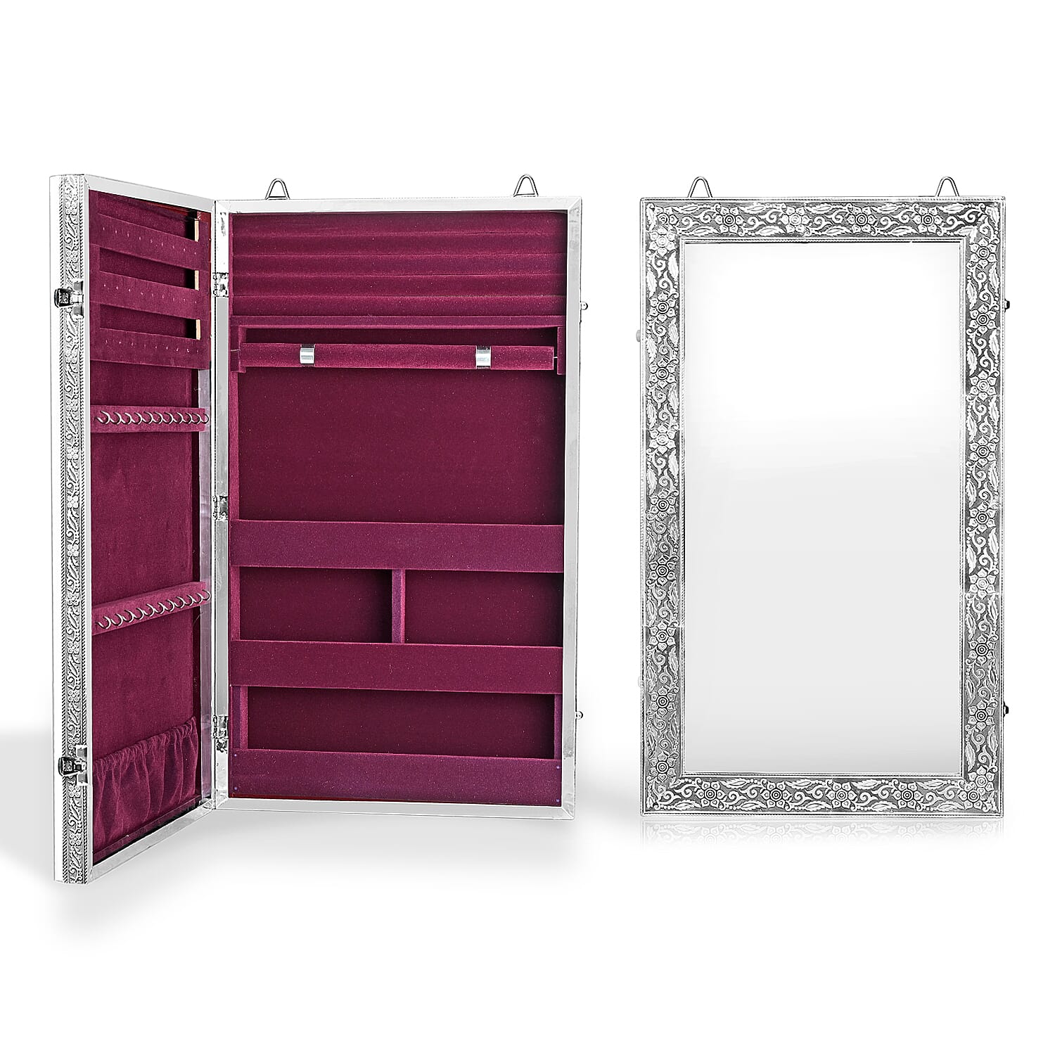 Livmore Handmade Oxidized Wall Mount Jewellery Organizer (Size 55x33x8 cm) - Purple