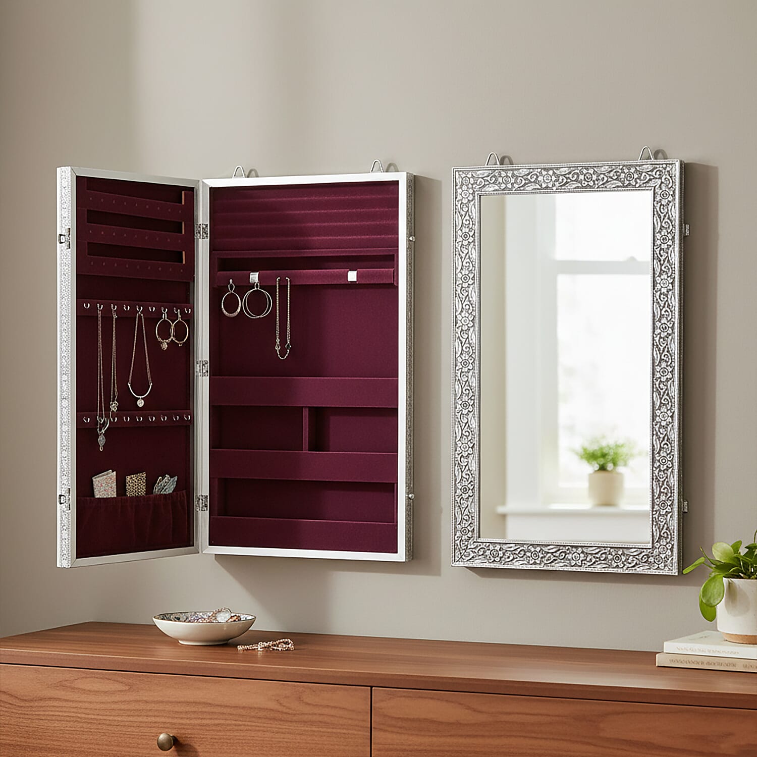 Livmore Handmade Oxidized Wall Mount Jewellery Organizer (Size 55x33x8 cm) - Purple