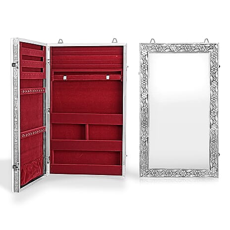 Livmore Handmade Oxidized Wall Mount Jewellery Organizer (Size 55x33x8 cm) - Maroon