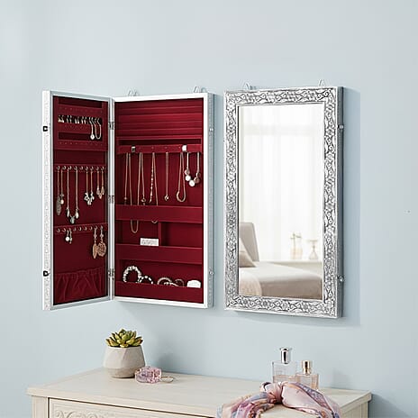 Livmore Handmade Oxidized Wall Mount Jewellery Organizer (Size 55x33x8 cm) - Maroon