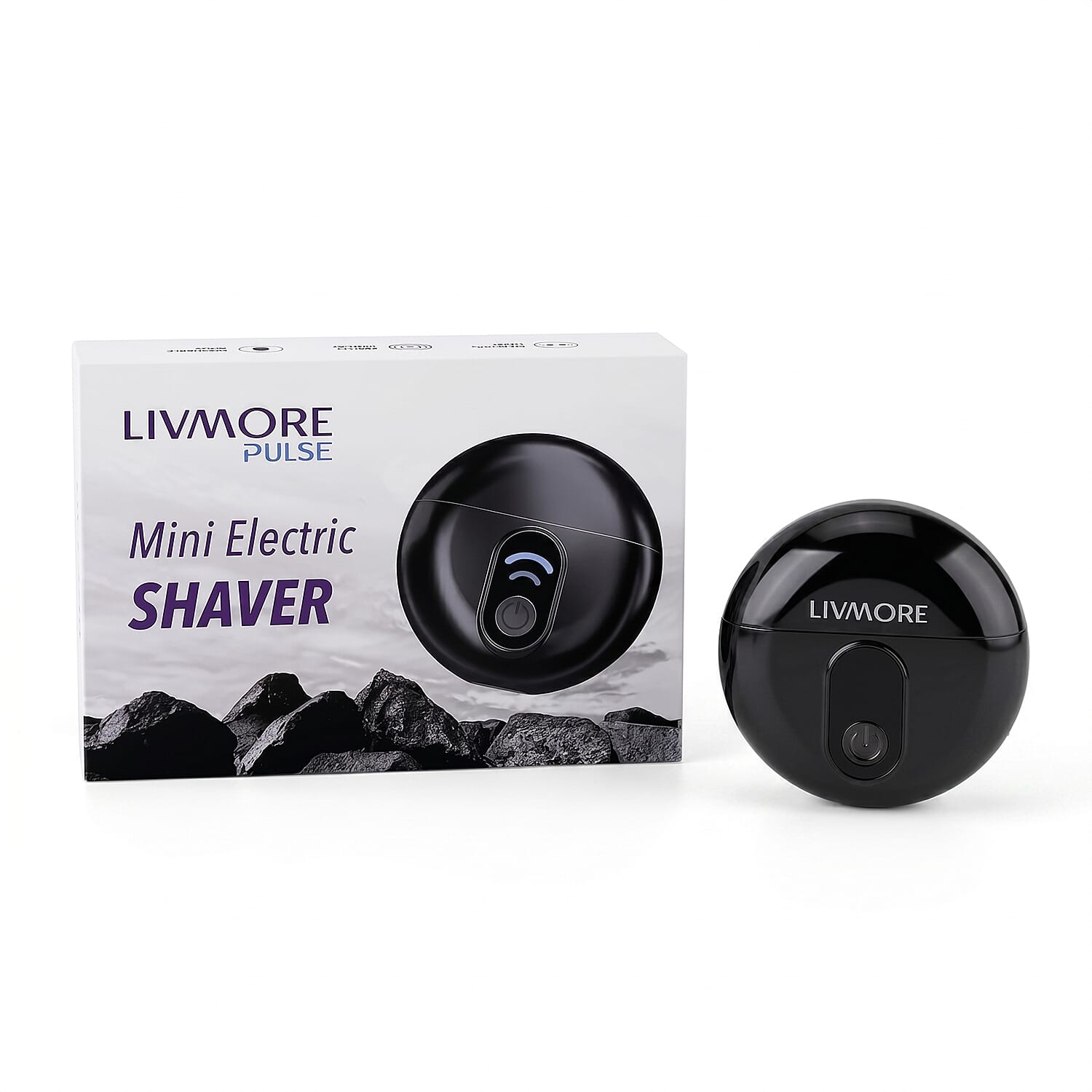 Livmore Electric Shaver - Black 3D Grinding Blade Head Washable IPX5 Waterproof High-Impact Plastic Housing, Cordless 400mAh Battery 1-Hour Fast Charge 1-Hour Run Time