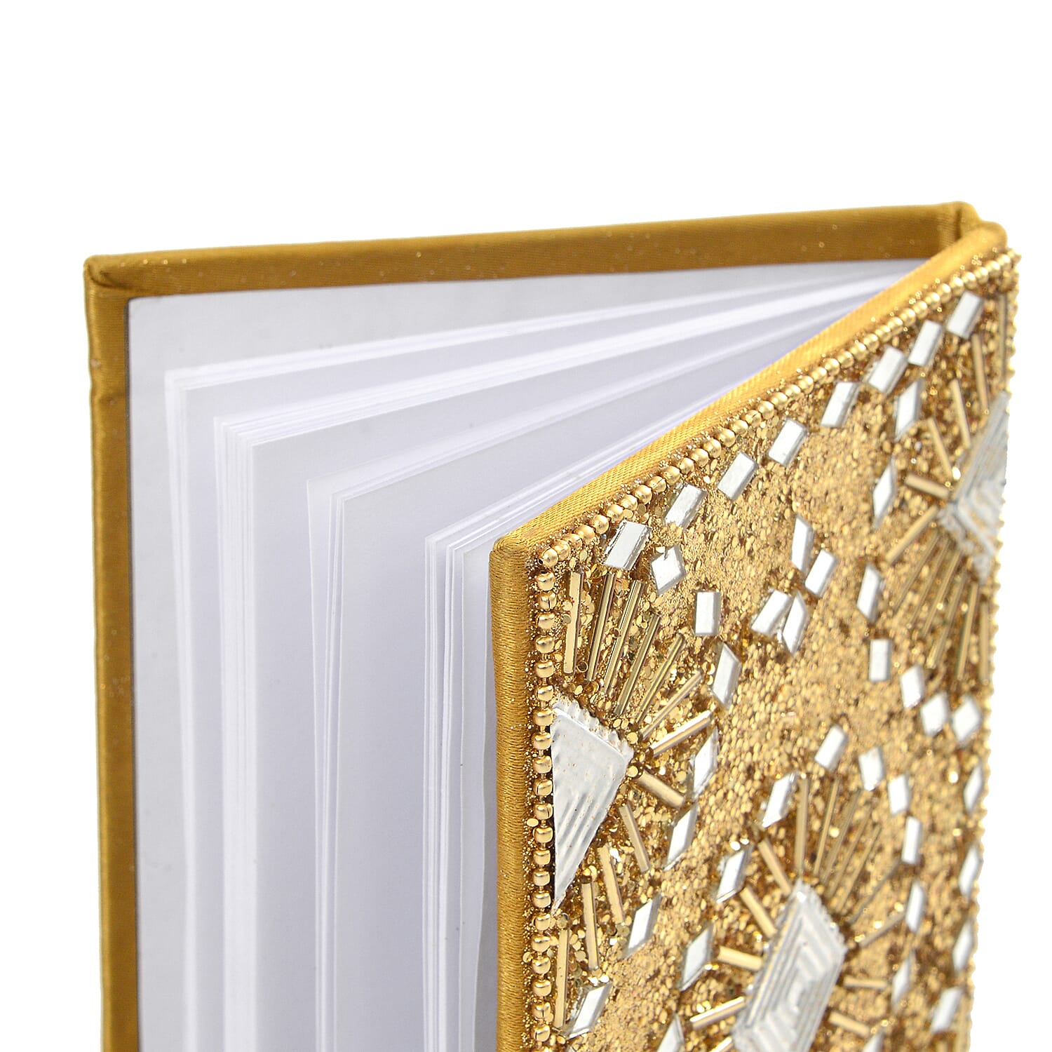 Livmore 6-Piece Beaded Stationery Gift Set (inc. 1 x Decorative Box, 5 x Pens, & 1 x Diary) - Gold