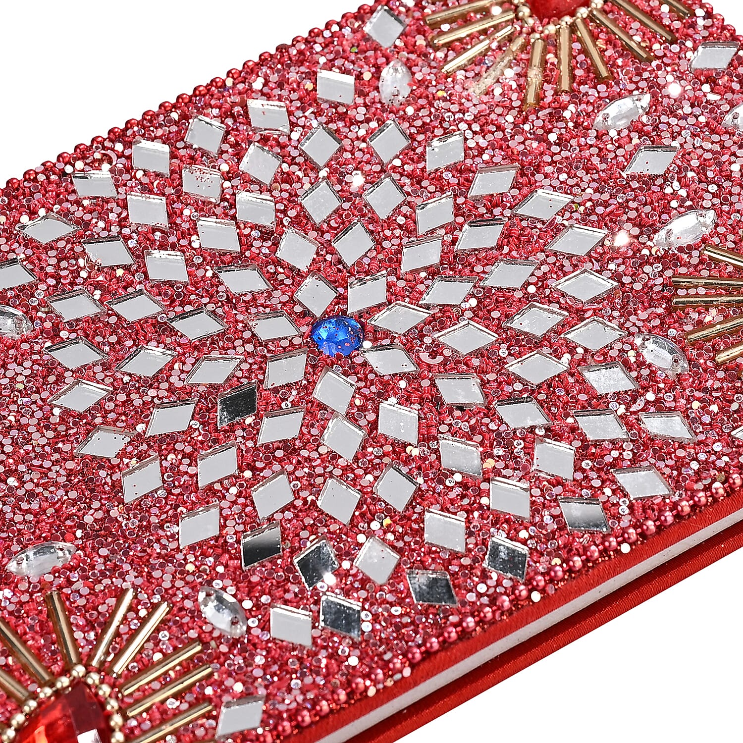 Livmore 6-Piece Beaded Stationery Gift Set (inc. 1 x Decorative Box, 5 x Pens, & 1 x Diary) - Red