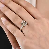 Rhapsody 950 Platinum AAAA Natural Turkizite (Radiant Cut 4.00ct) VS-E-F Natural White Diamond Ring 4.03 Ct, Platinum Wt. 5.42 Gms