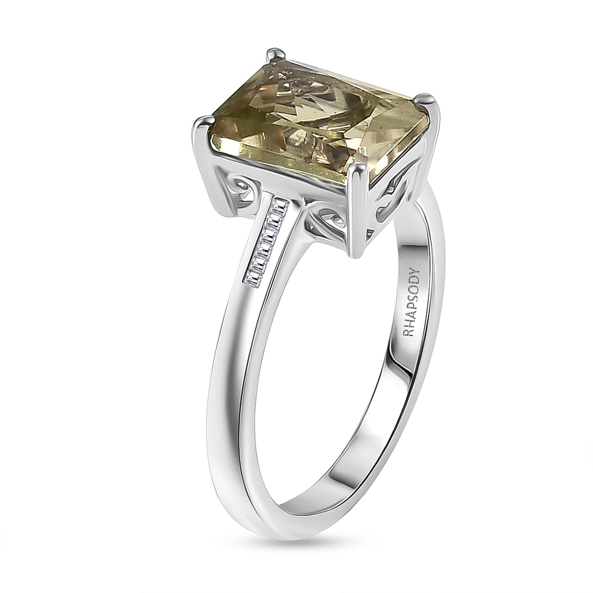 Rhapsody 950 Platinum AAAA Natural Turkizite (Radiant Cut 4.00ct) VS-E-F Natural White Diamond Ring 4.03 Ct, Platinum Wt. 5.42 Gms