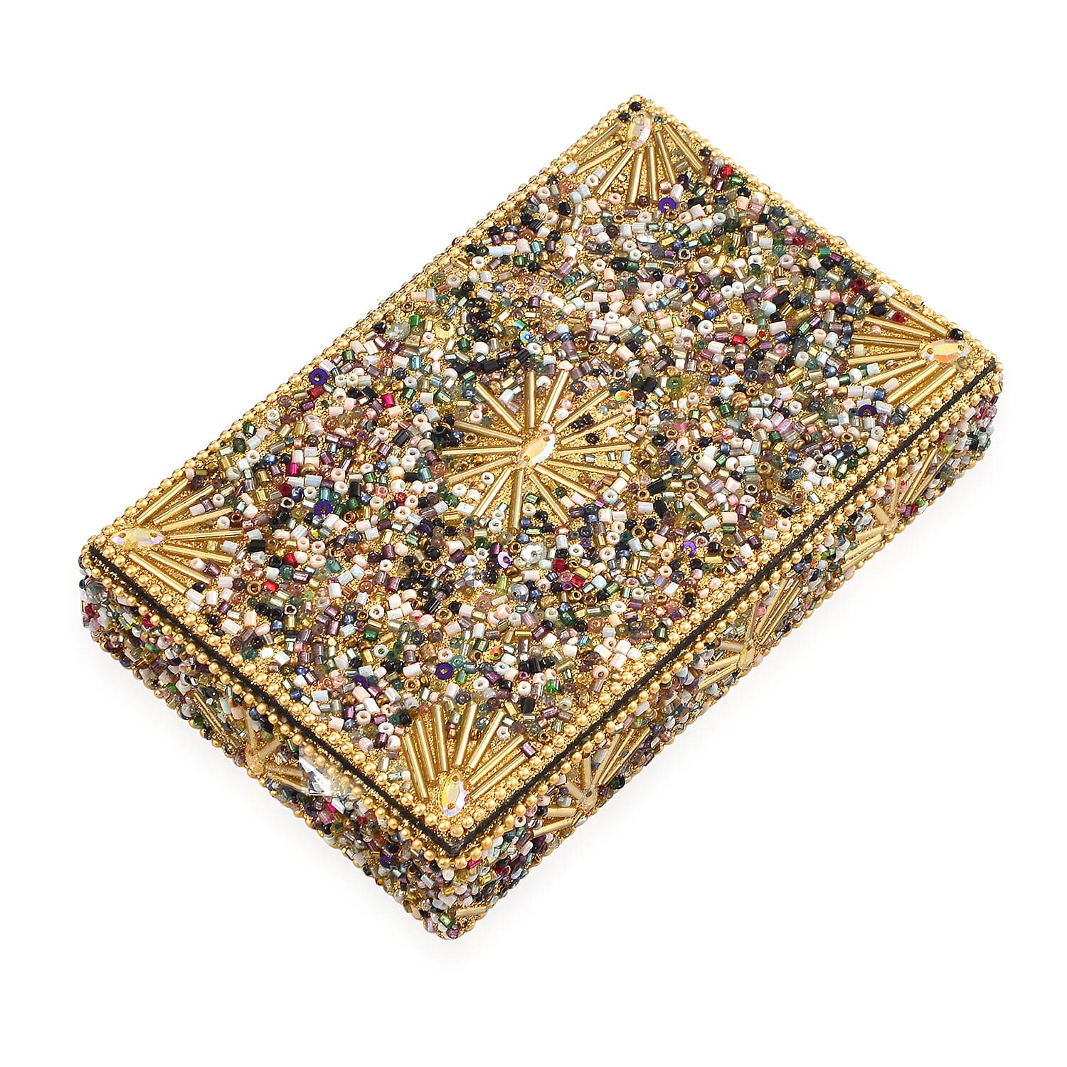 Livmore 6-Piece Beaded Stationery Gift Set (inc. 1 x Decorative Box, 5 x Pens, & 1 x Diary) - Gold & Multi