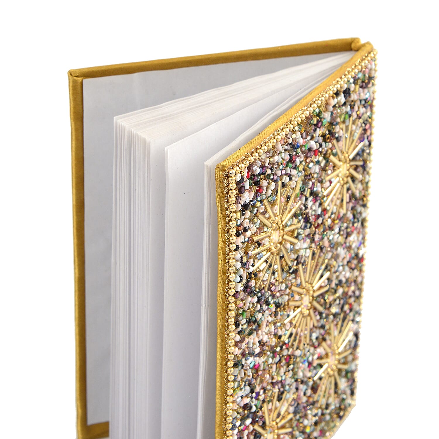 Livmore 6-Piece Beaded Stationery Gift Set (inc. 1 x Decorative Box, 5 x Pens, & 1 x Diary) - Gold & Multi