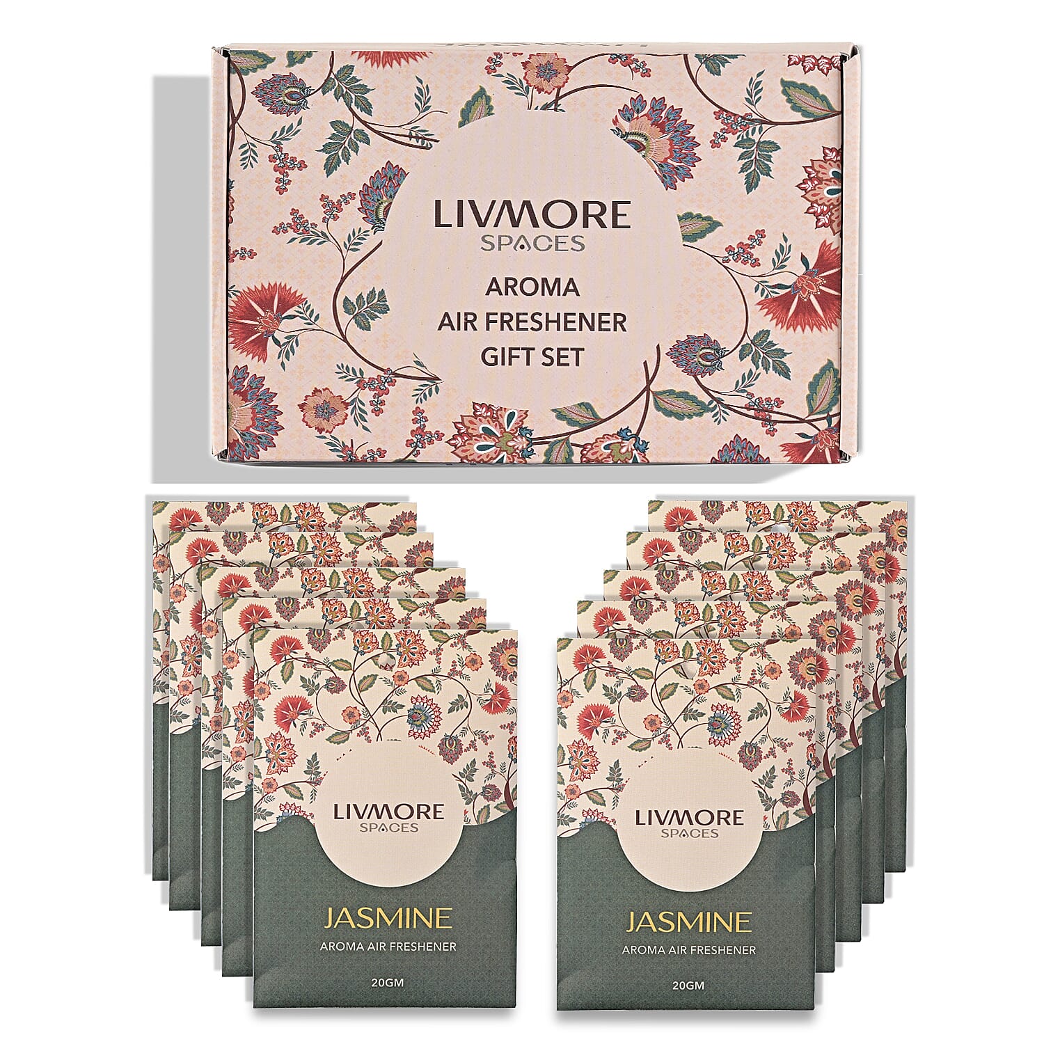 Livmore  Set of 10 Jasmine Fragrance Sachets (Size 8 x 9Cm)
