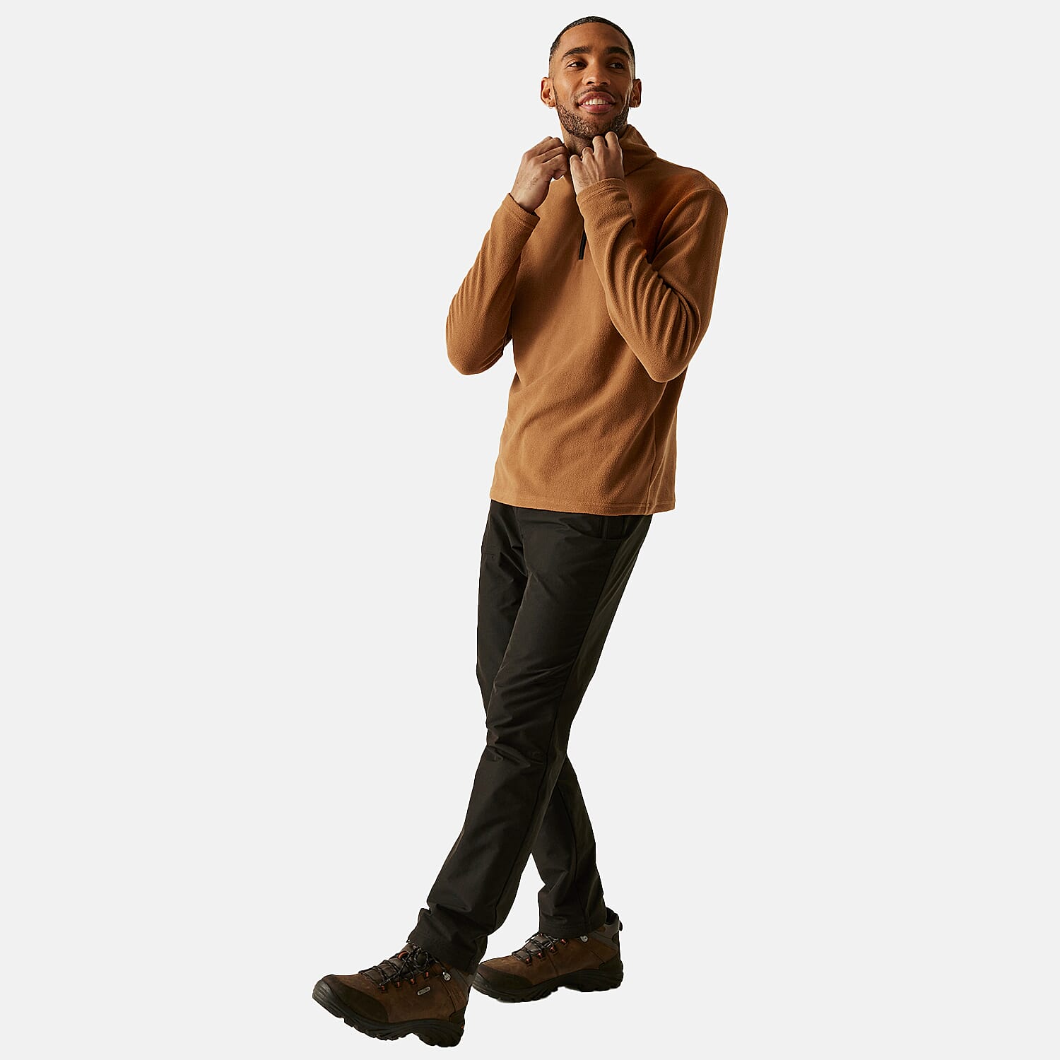 Regatta-Mens-Lightweight-Half-Zip-Fleece-Size-XL-Nut-Brown