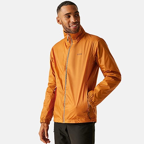 Regatta Mens Waterproof Rain Jacket With Packaway Pocket - Belt Bag (Size L) - Orange