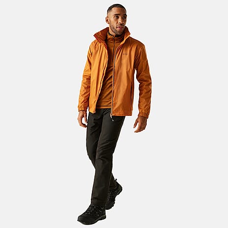 Regatta Mens Waterproof Rain Jacket With Packaway Pocket - Belt Bag (Size M) - Orange
