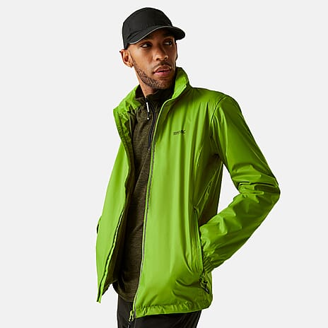Regatta Mens Waterproof Rain Jacket With Packaway Pocket - Belt Bag (Size XL) - Green