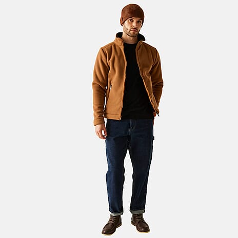 Regatta Mens Cozy Sherpa Backed Full-Zip Fleece Jacket (Size L) - Brown