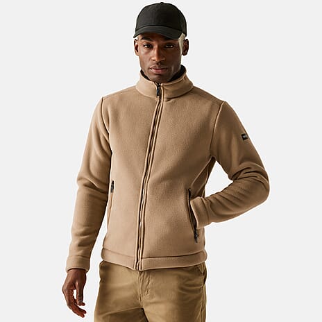 Regatta Mens Cozy Sherpa Backed Full-Zip Fleece Jacket (Size XL) - Beige