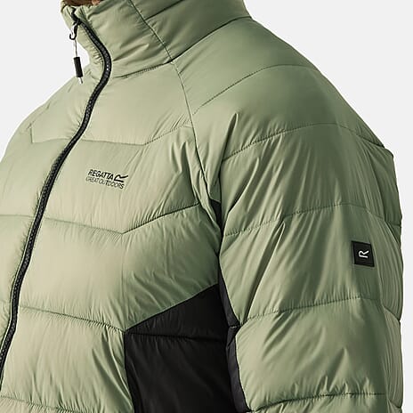 Regatta Mens Insulated Padded Jacket With Water-Repellent Finish - Zipped Pockets (Size L) - Oilgreen - Black