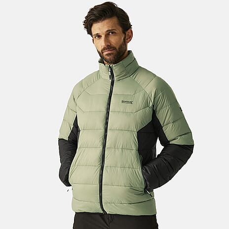 Regatta Mens Insulated Padded Jacket With Water-Repellent Finish - Zipped Pockets (Size XXXL) - Oilgreen - Black