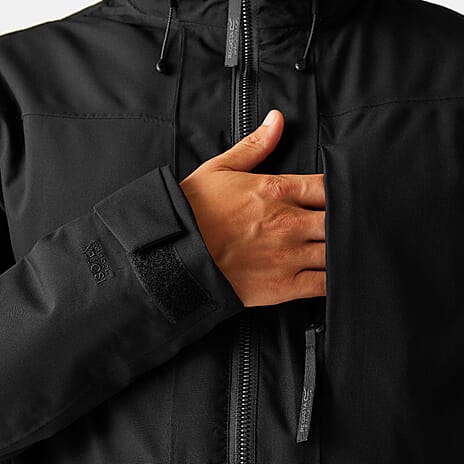 Regatta Mens Waterproof Thermoguard Insulated Jacket With High Collar Hood, Storm Cuffs - Adjustable Hem (Size XL) - Black
