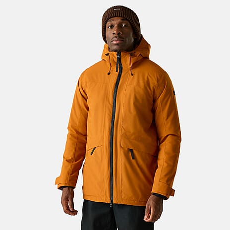 Regatta Mens Waterproof Thermoguard Insulated Jacket With High Collar Hood, Storm Cuffs - Adjustable Hem (Size L) - Orange