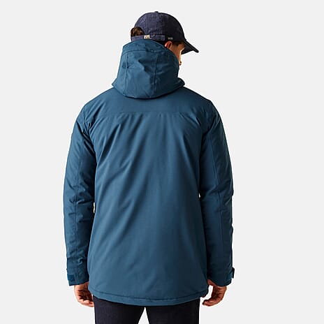 Regatta Mens Waterproof Thermoguard Insulated Jacket With High Collar Hood, Storm Cuffs - Adjustable Hem (Size L) - Blue