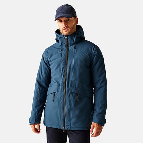 Regatta Mens Waterproof Thermoguard Insulated Jacket With High Collar Hood, Storm Cuffs - Adjustable Hem (Size M) - Blue