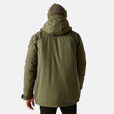 Regatta Mens Waterproof Thermoguard Insulated Jacket With High Collar Hood, Storm Cuffs - Adjustable Hem (Size M) - Green