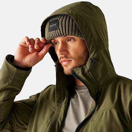 Regatta Mens Waterproof Thermoguard Insulated Jacket With High Collar Hood, Storm Cuffs - Adjustable Hem (Size M) - Green