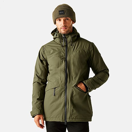 Regatta Mens Waterproof Thermoguard Insulated Jacket With High Collar Hood, Storm Cuffs - Adjustable Hem (Size XL) - Green