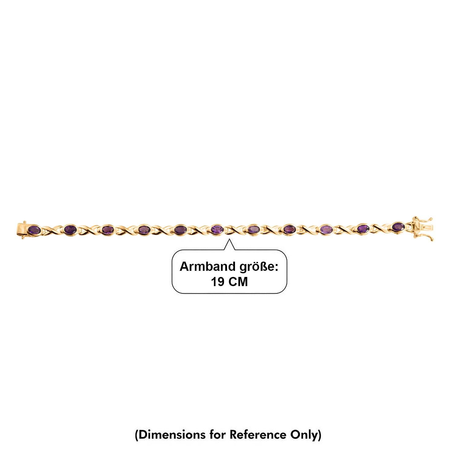 Royal Bali Collection - EverTrue African Amethyst Bracelet (Size - 7.5) with GB Lock Box in Yellow Gold Tone 4.57 Ct.