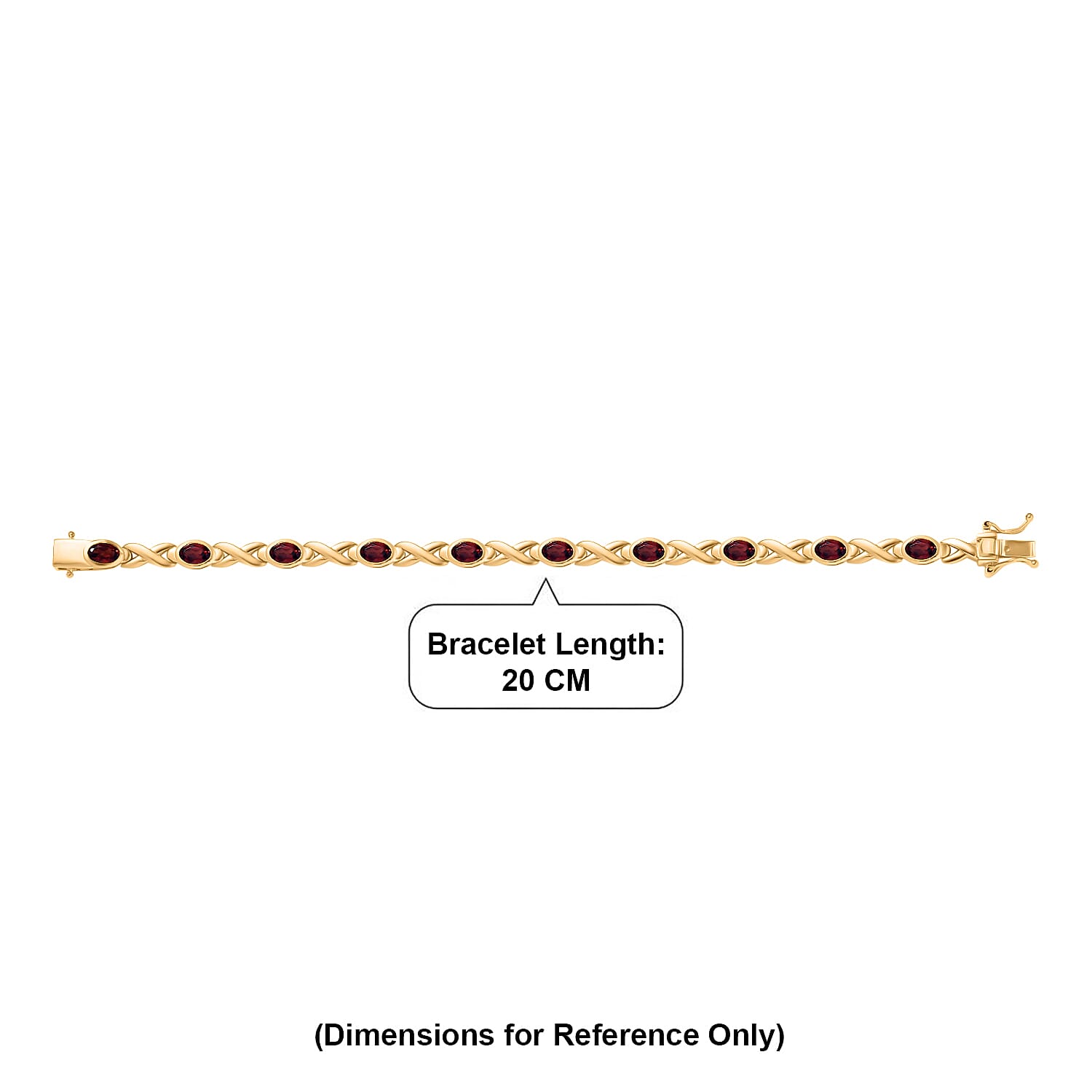 Royal Bali Collection - EverTrue Red Garnet Bracelet (Size - 7) with GB Lock Box in Yellow Gold Tone 5.70 Ct.