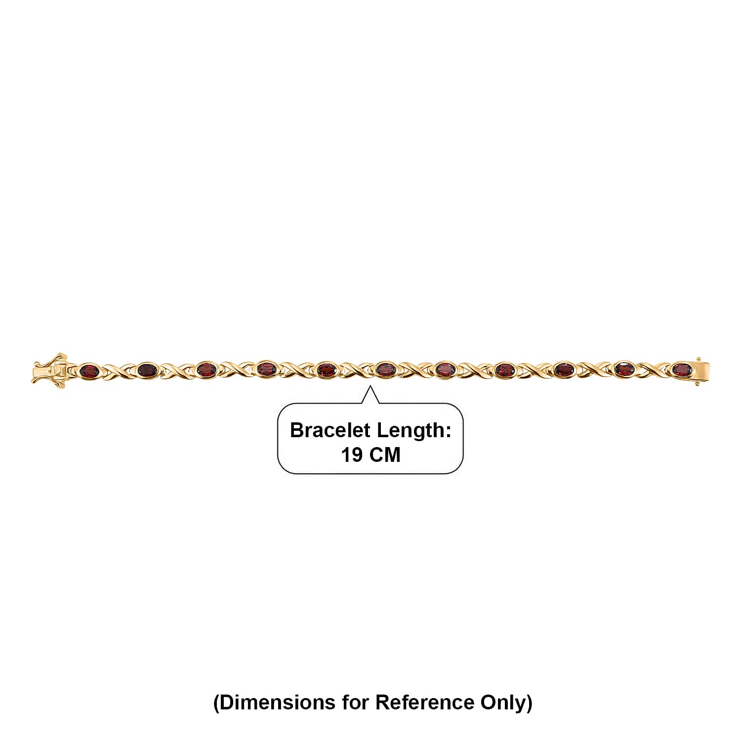 Royal Bali Collection - EverTrue Red Garnet Bracelet (Size - 7.5) with GB Lock Box in Yellow Gold Tone 6.25 Ct.