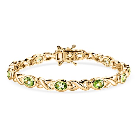 EverTrue Peridot Bracelet (Size - 7) with GB Lock Box in Yellow Gold Tone 4.90 Ct.