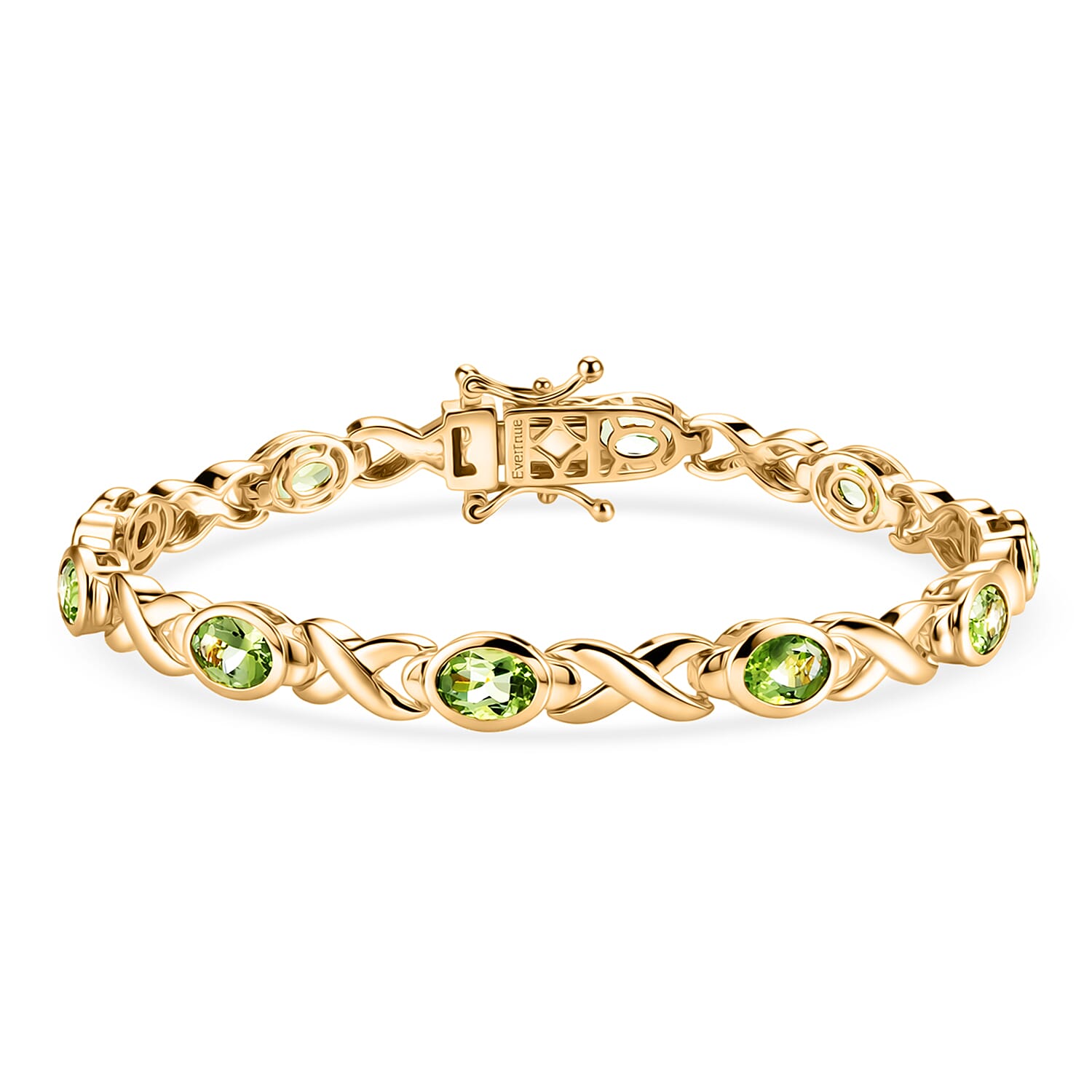 Royal Bali Collection - EverTrue Peridot Bracelet (Size - 7) with GB Lock Box in Yellow Gold Tone 4.90 Ct.