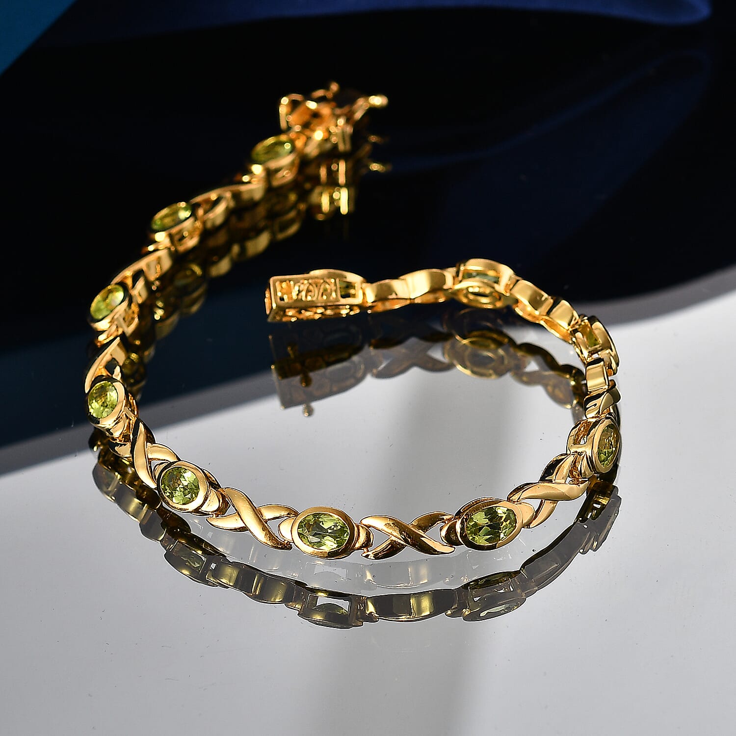 Royal Bali Collection - EverTrue Peridot Bracelet (Size - 7) with GB Lock Box in Yellow Gold Tone 4.90 Ct.