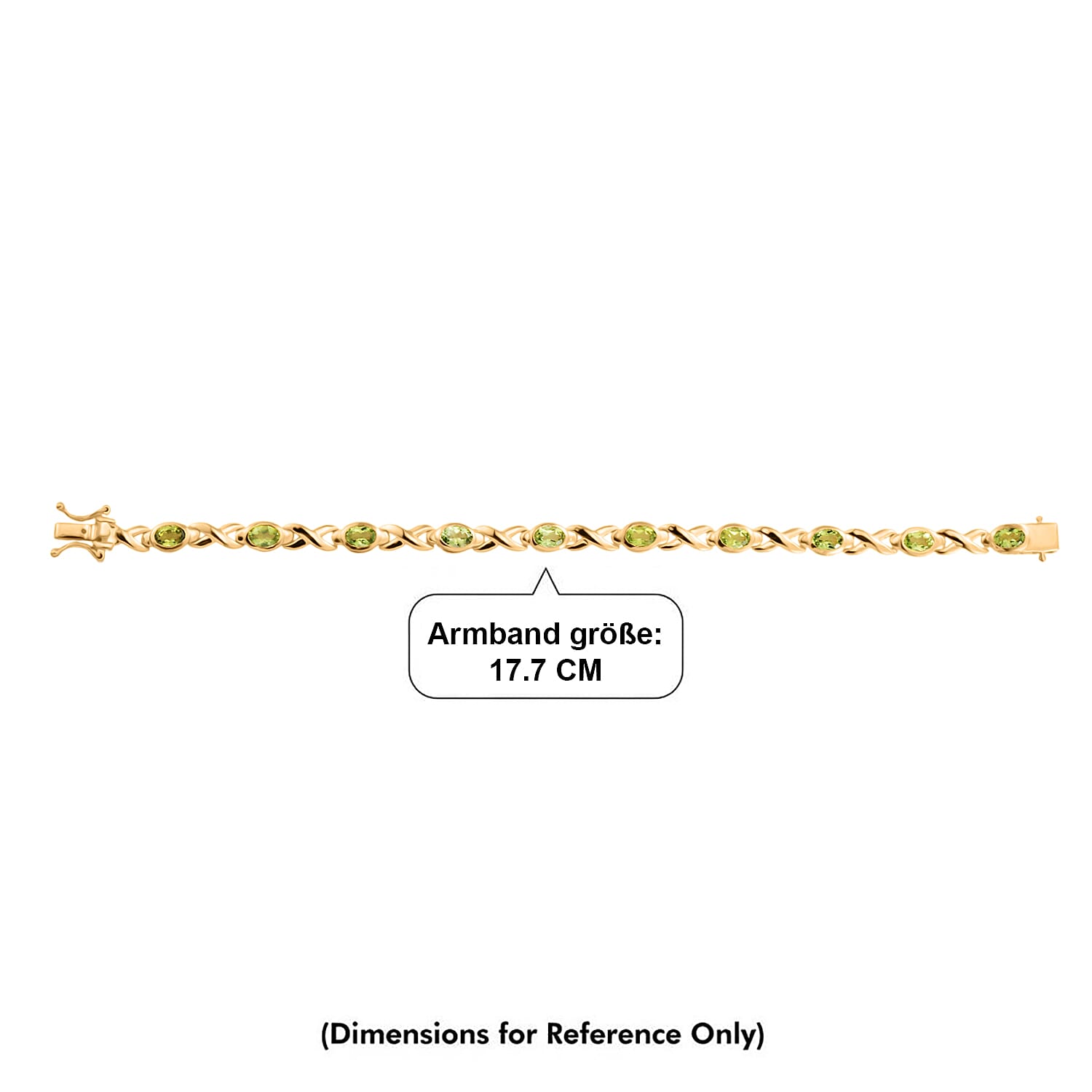 Royal Bali Collection - EverTrue Peridot Bracelet (Size - 7) with GB Lock Box in Yellow Gold Tone 4.90 Ct.