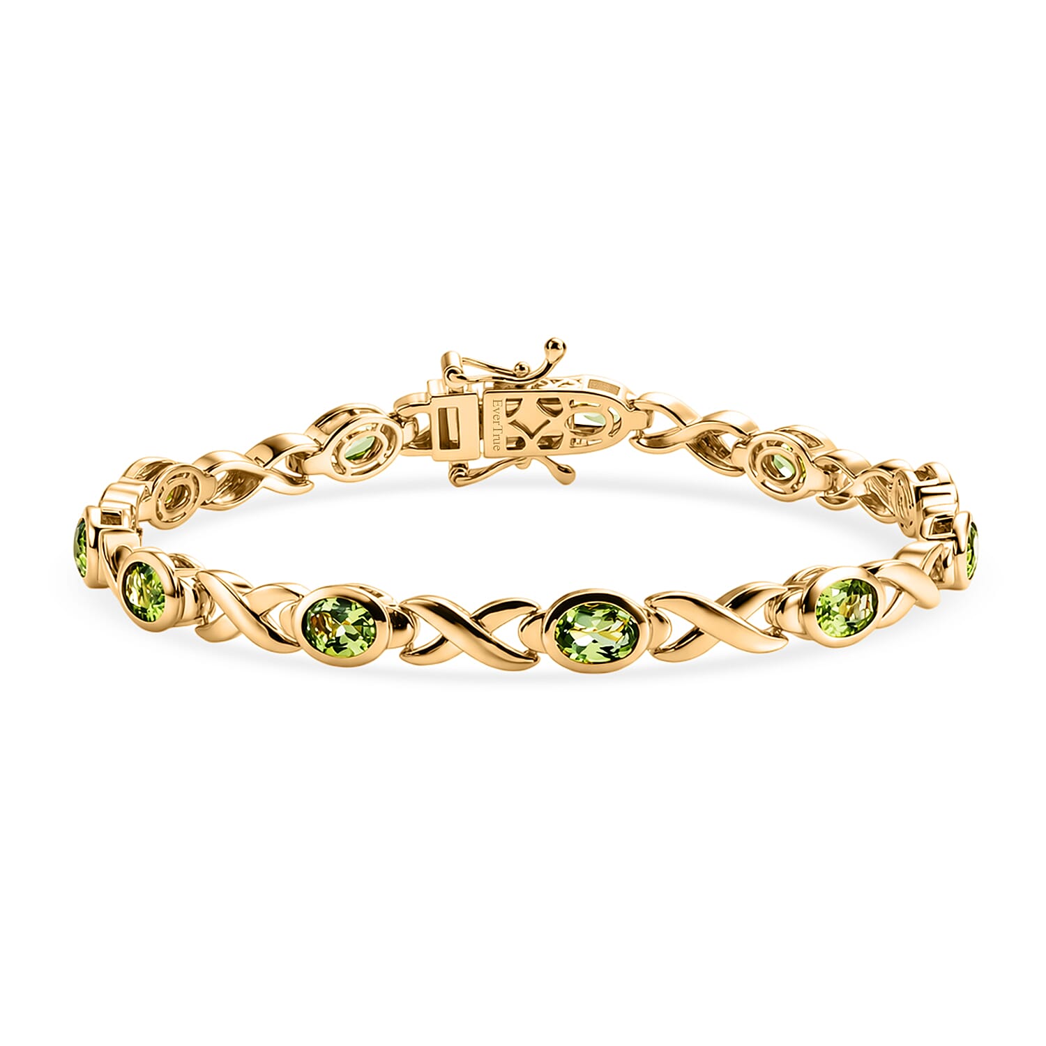 Royal Bali Collection - EverTrue Peridot Bracelet (Size - 7.5) with GB Lock Box in Yellow Gold Tone 5.40 Ct.