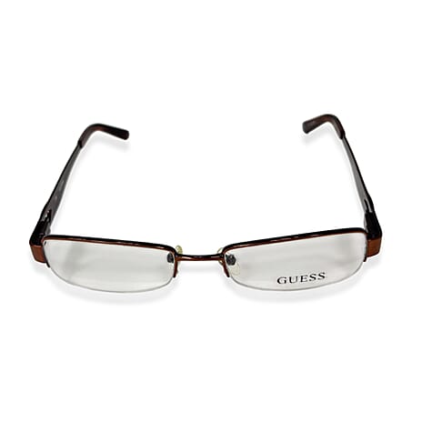 Guess Brown Rectangular Half-Rim Readers With Decorative Guess Logo On Sides (Power 2)